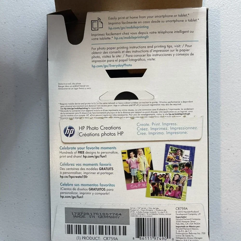 HP PHOTO CREATIONS Everyday Photo Paper 99 Sheets 4x6 Glossy - Open Box